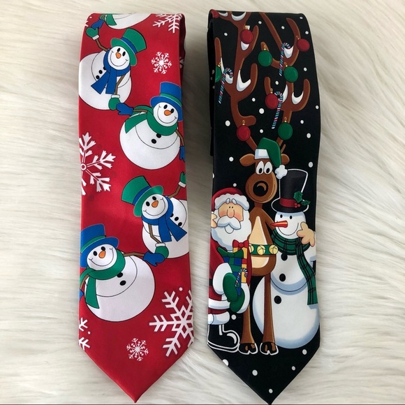 Hallmark Christmas Neck Ties Snowman Themed Festive Holiday Workwear - Picture 1 of 9